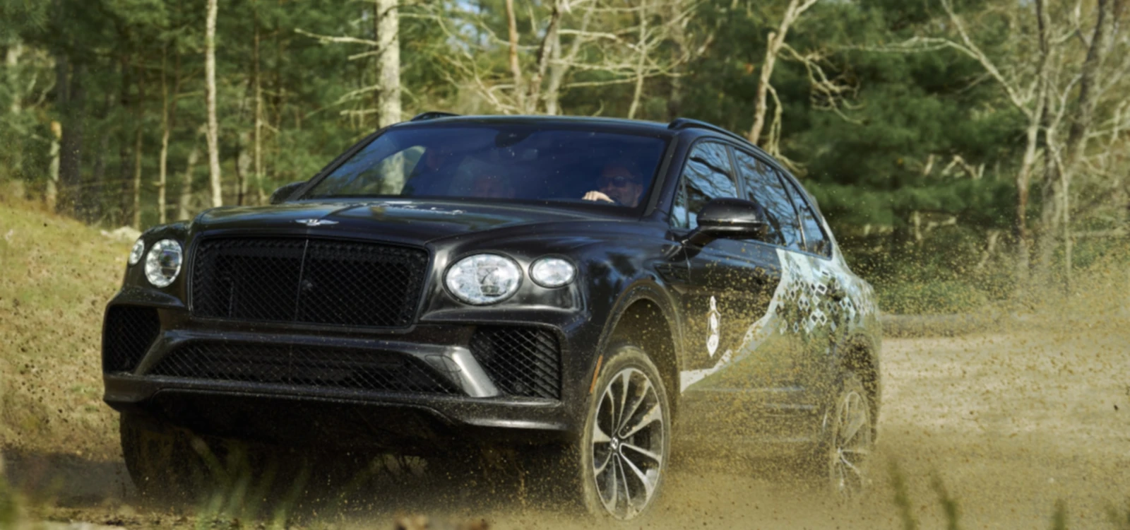 Bentley Bentayga navigating the course at the Bentley Off-Road Experience at The Preserve in Rhode Island